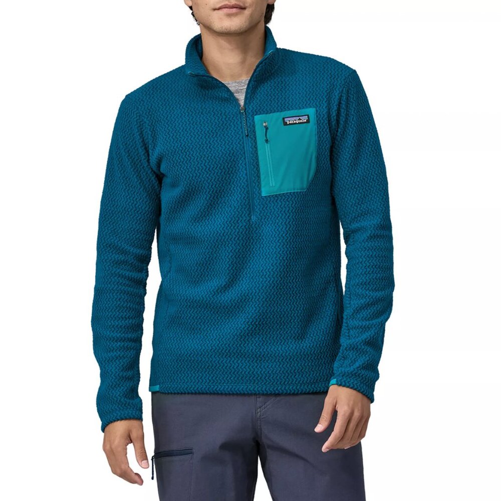 NWT Patagonia Men's R1 Air Zip Neck Fleece Pullover 2XL Lagom Blue Lightweight - Picture 1 of 14